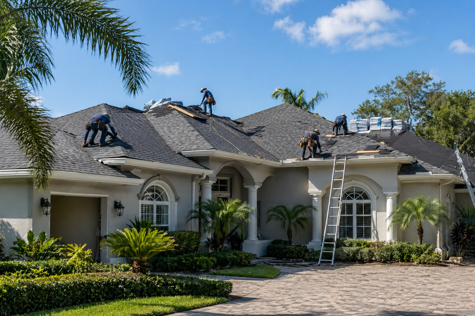 Residential roof replacement project on a Florida home