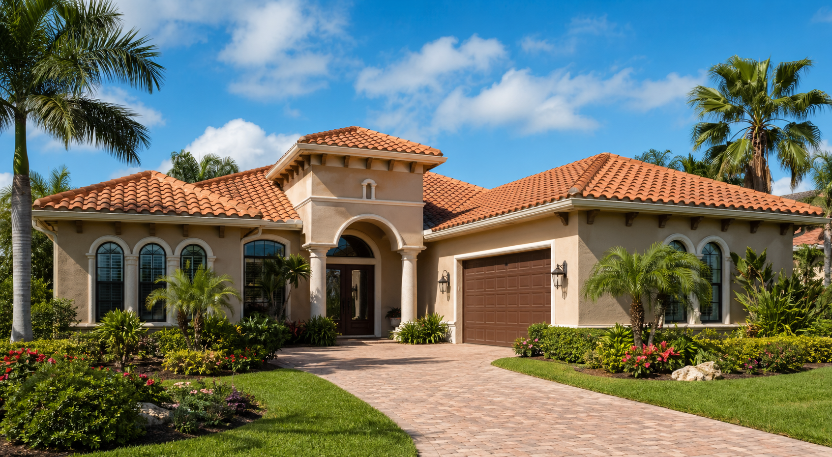 Florida home with a terracotta tile roof